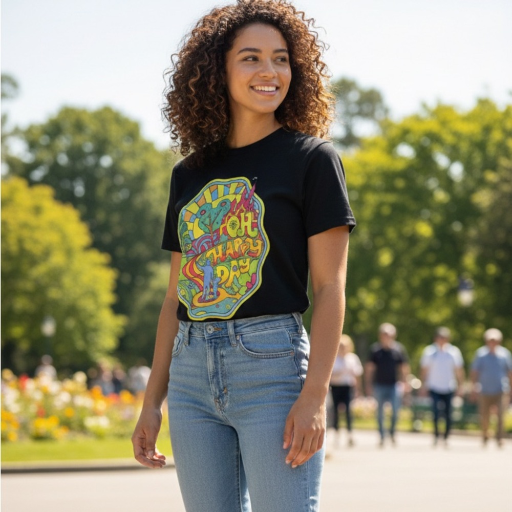 Disney Oh Happy Day Glow in the Dark Black T-Shirt